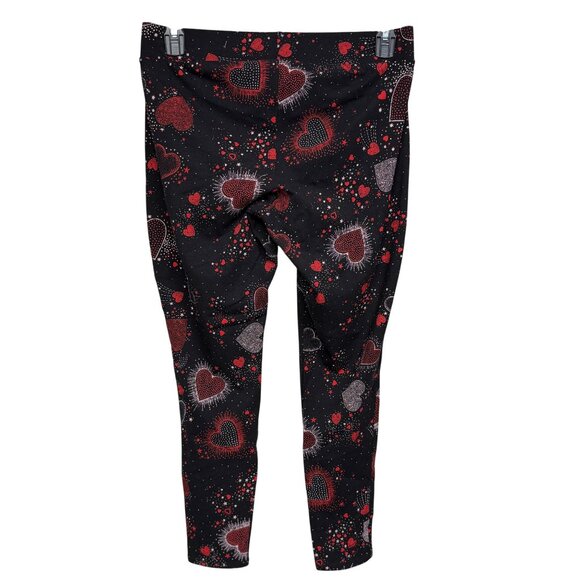 Torrid Black & Red Heart Print Ankle Leggings Stretchy Cotton/Spandex Womens 1 - Picture 2 of 4